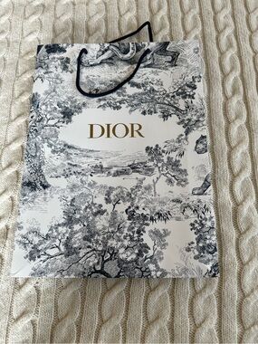 Dior Black and White  Paper Gift Bag With Logo In Gold